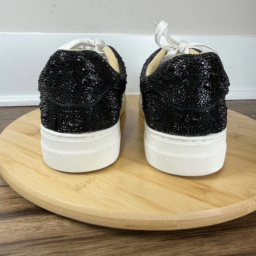 Betsey Johnson Sidny Sneaker Women 9M Black Rhinestone Platform Glamcore Sparkle